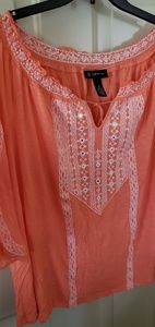 Plus sz 3x Orange White Bell Split Sleeve Peasant